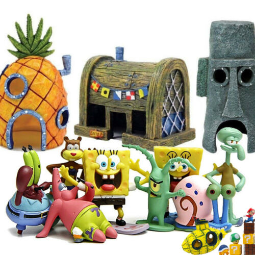 Đồ chơi trang hình ngôi nhà hoạt hình SpongeBob & Squidward mini bằng nhựa resin độc đáo