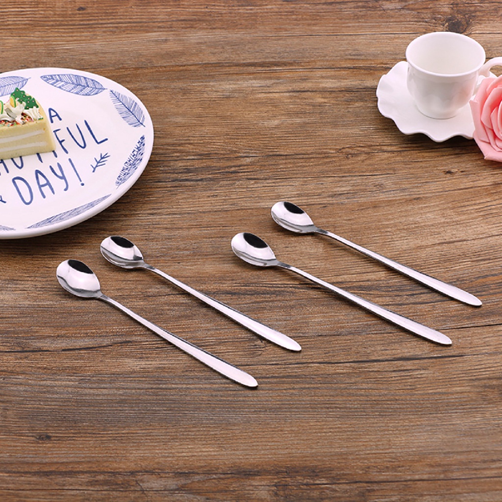 Set 2 Muỗng Cà Phê Cán Dài Bằng Thép Không Gỉ