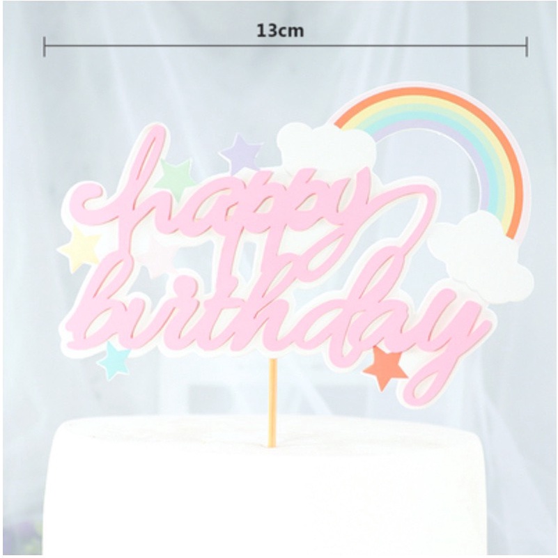 10 set cắm giấy HPBD gắn cầu vồng