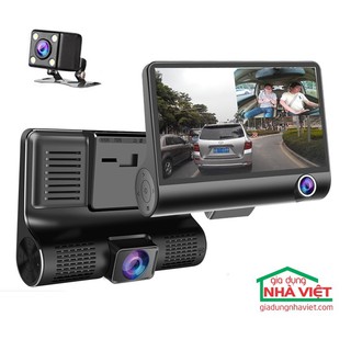 Camera hành trình 3 ống kính góc siêu rộng 170 độ LCD 4 inch Carcam B8