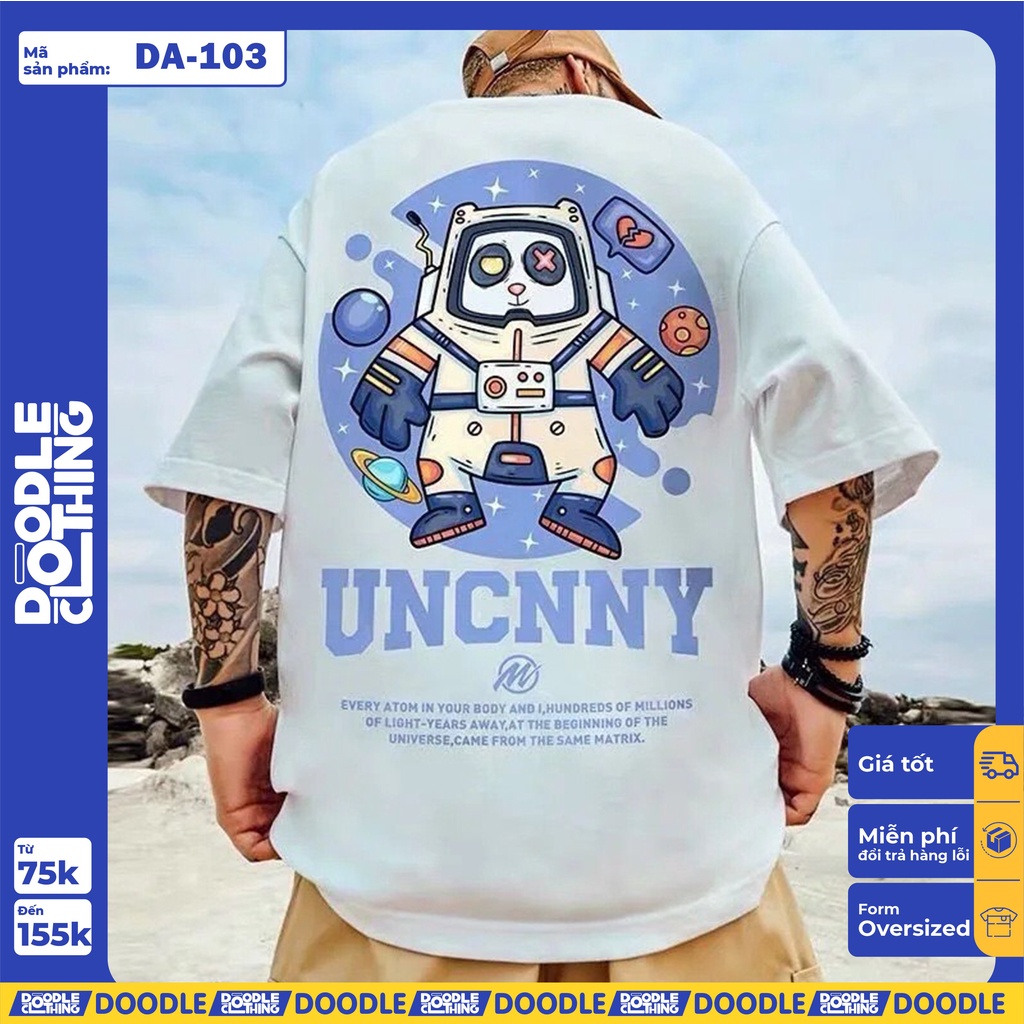 Áo thun nam nữ tay lỡ unisex oversize form rộng basic tee hình mèo phi hành gia uncnny cực ngầu