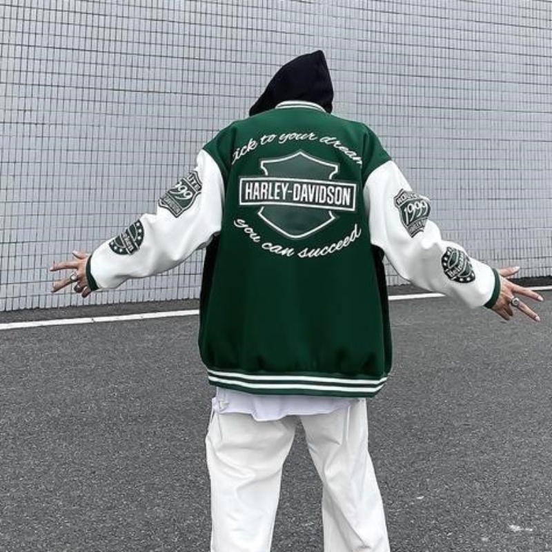 Áo khoác bóng chày in họa tiết phong cách hiphop thời trang cá tính cho nam và nữ
