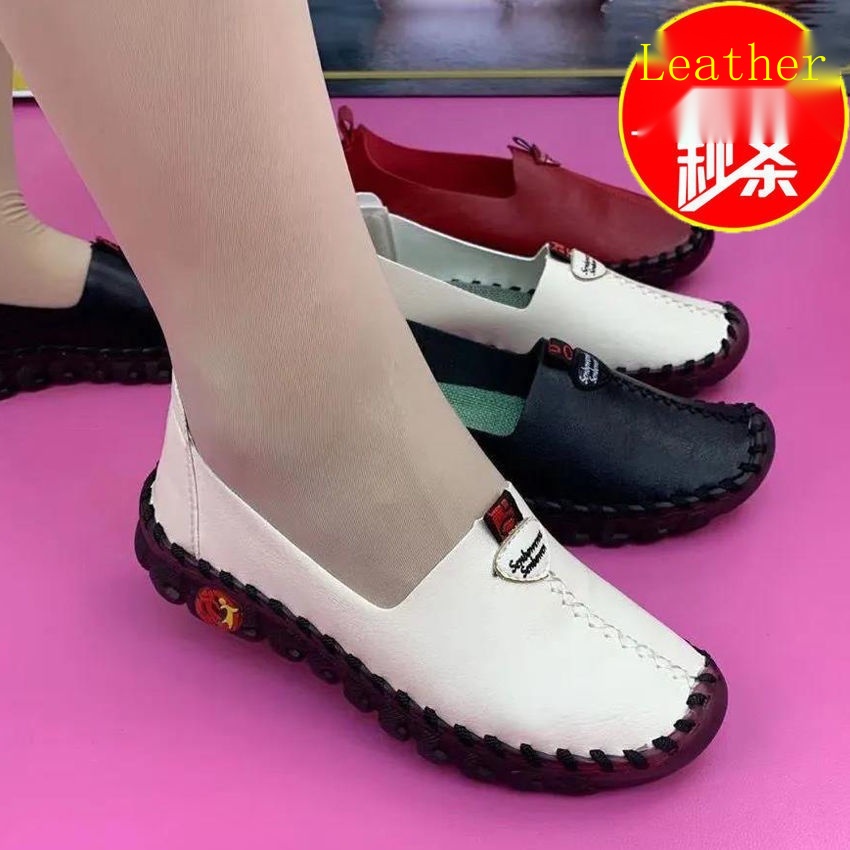 Giày Búp Bê Da Mềm Đế Bằng Thoải Mái Thời Trang Cho Phụ Nữ Trung Niên