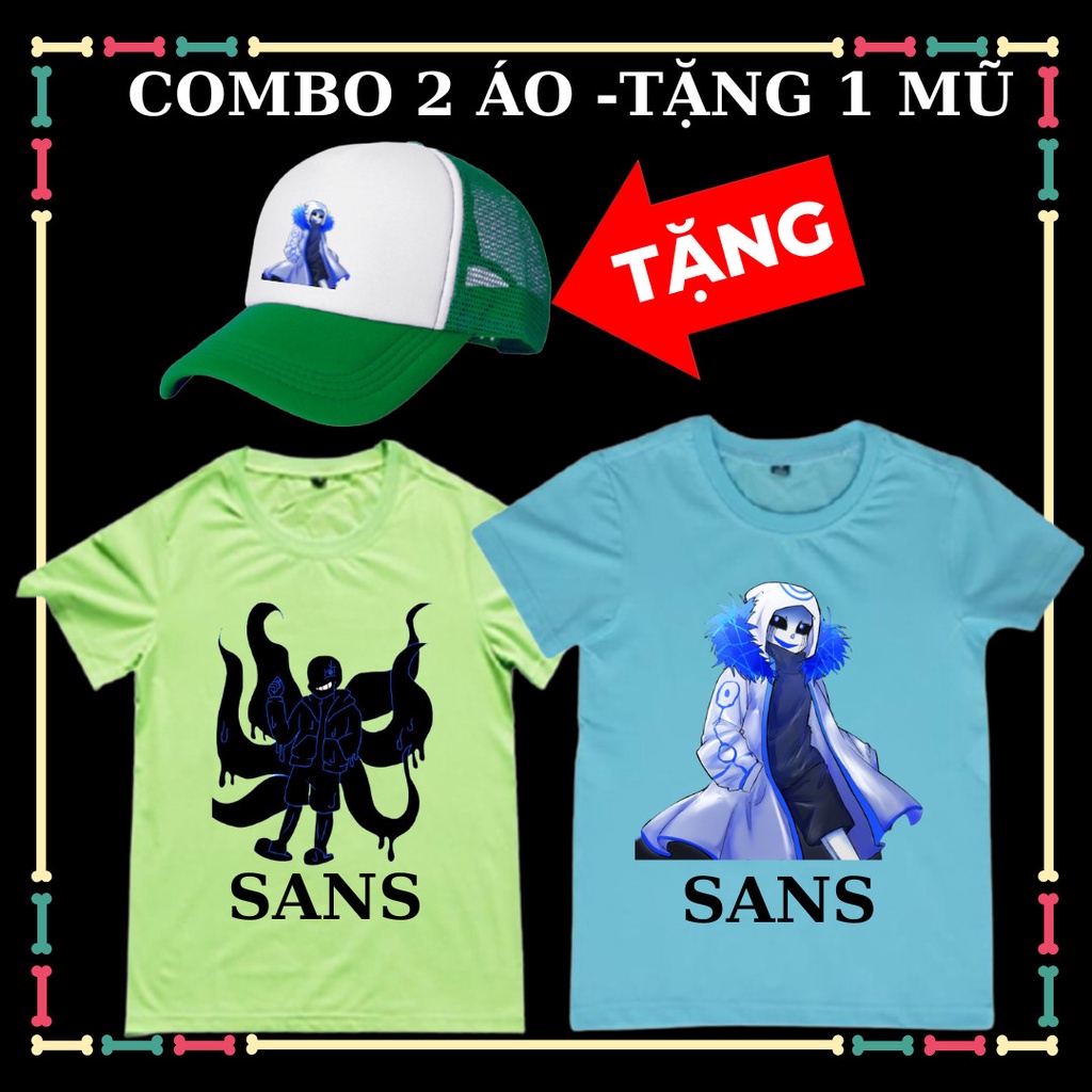 Combo 2 áo thun trẻ em Undertale Sans, Error 404, error 505 tay ngắn, đủ size áo, tặng kèm Mũ lưỡi trai.