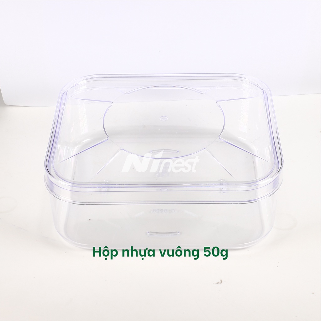 Hộp nhựa vuông đựng yến 50g/Hộp quà tặng bánh mứt, hạt điều -  Ninest sỉ, lẻ phụ kiện tinh chế yến