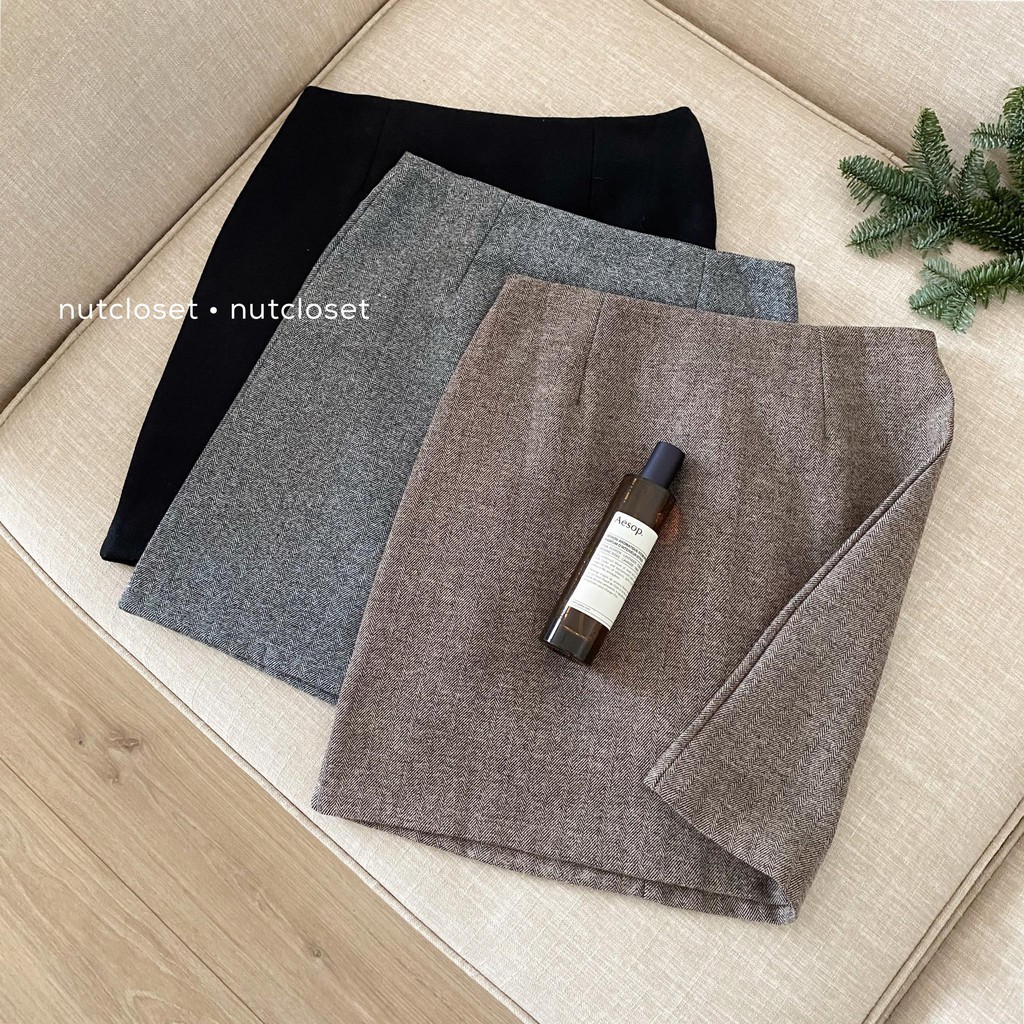 Chân váy zip dạ 2 li _V1065