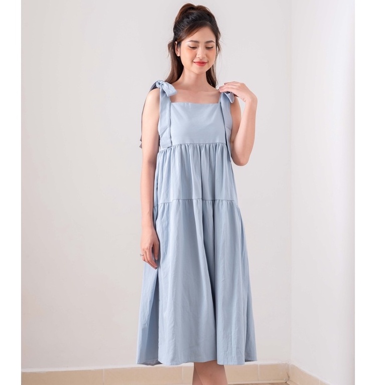 Đầm 2 dây buộc vai - váy hai dây babydoll thô thắt nơ 4 màu | BigBuy360 - bigbuy360.vn