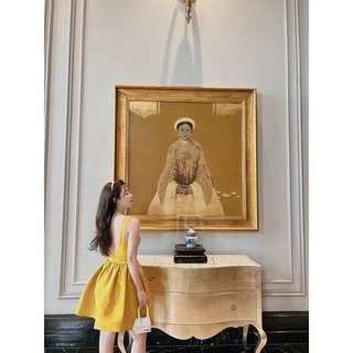 Đầm dự tiệc chất Tafta 2 màu đen,vàng