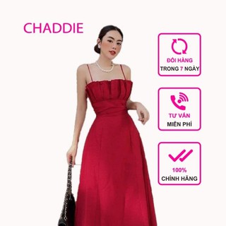 Đầm dự tiệc 2 dây xếp ly eo và ngực dáng xòe nhẹ 2 màu sang trọng
