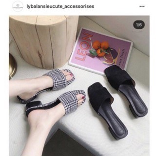 Dép 2 màu đen+kẻ acc+2,2% phí shopee