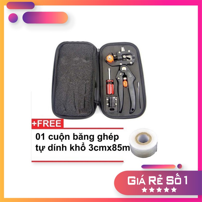 Combo Kéo ghép cành cây thép carbon 3 mối ghép + Túi dù cao cấp + Tặng 1 cuộn băng keo ghép 3cm