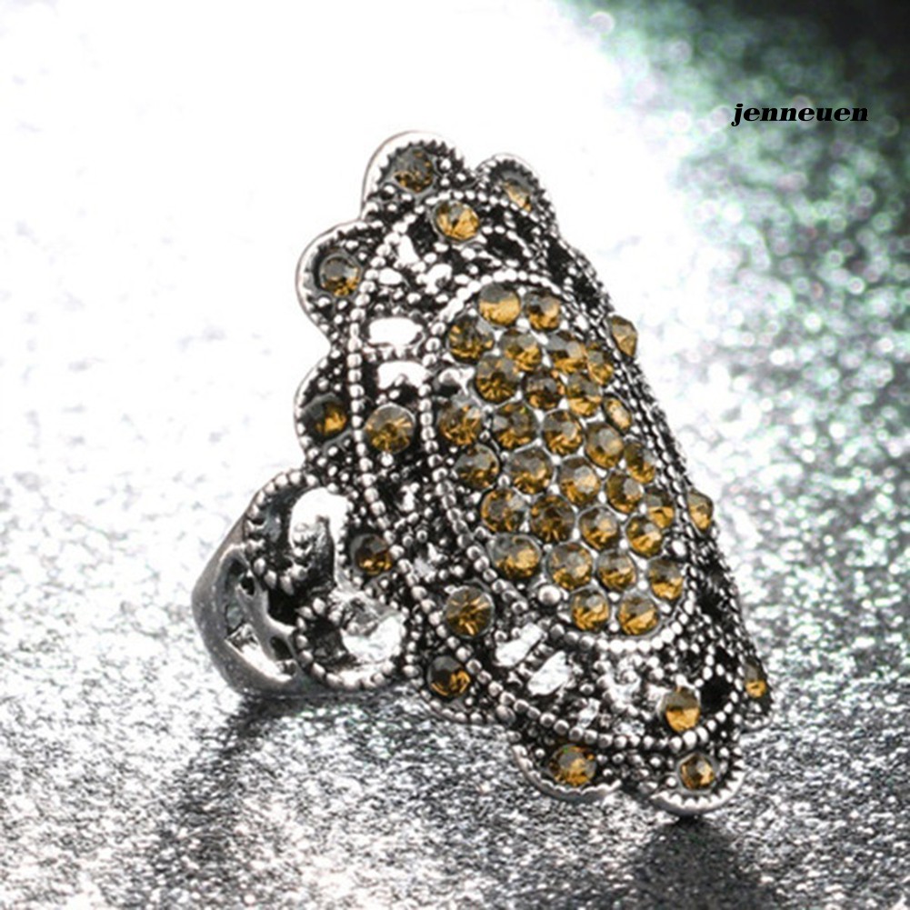 Nhẫn Hợp Kim Đính Đá Hình Oval Phong Cách Cổ Điển Cho Nữ