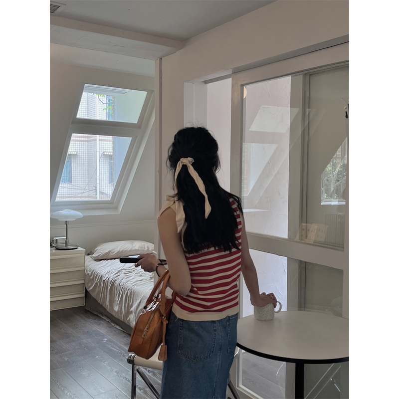 Áo Sát Nách Kẻ Sọc Thiết Kế Mới Thời Trang Mùa Hè Theo Phong Cách Vintage Dành Cho Nữ