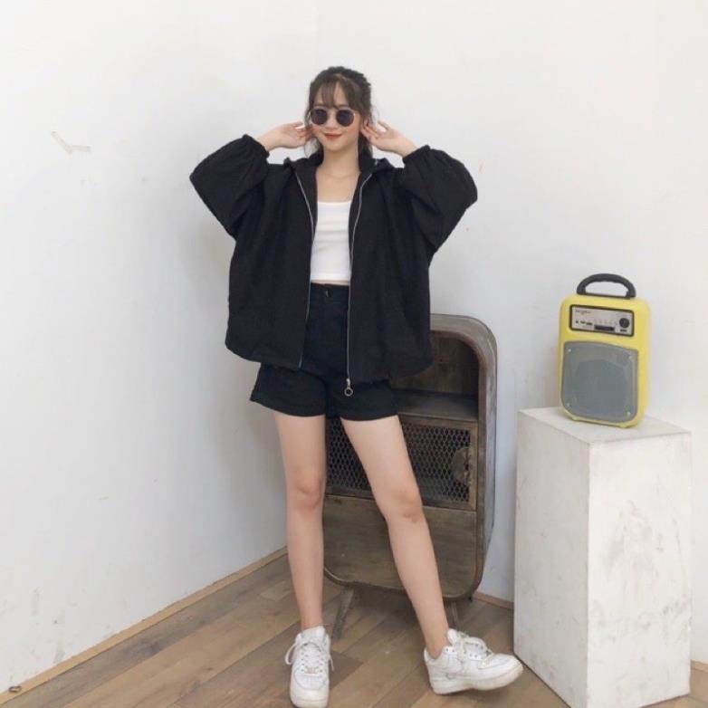 Áo nhung lì tay phồng có mũ dáng rộng, Áo khoác nhung lì kéo khóa tay phồng | BigBuy360 - bigbuy360.vn