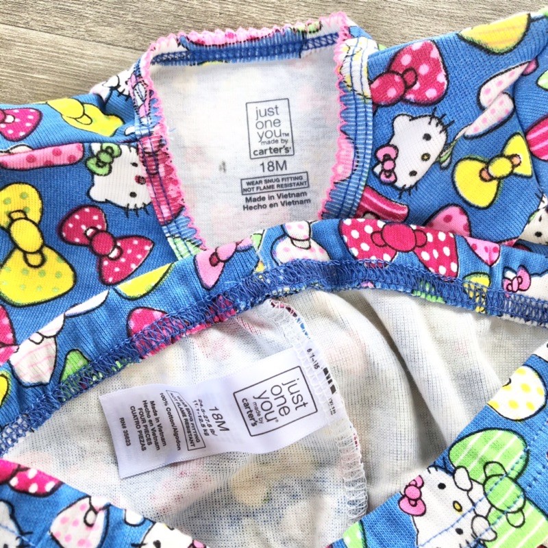 Bộ cộc tay bé gái chất thun cotton Hello kitty