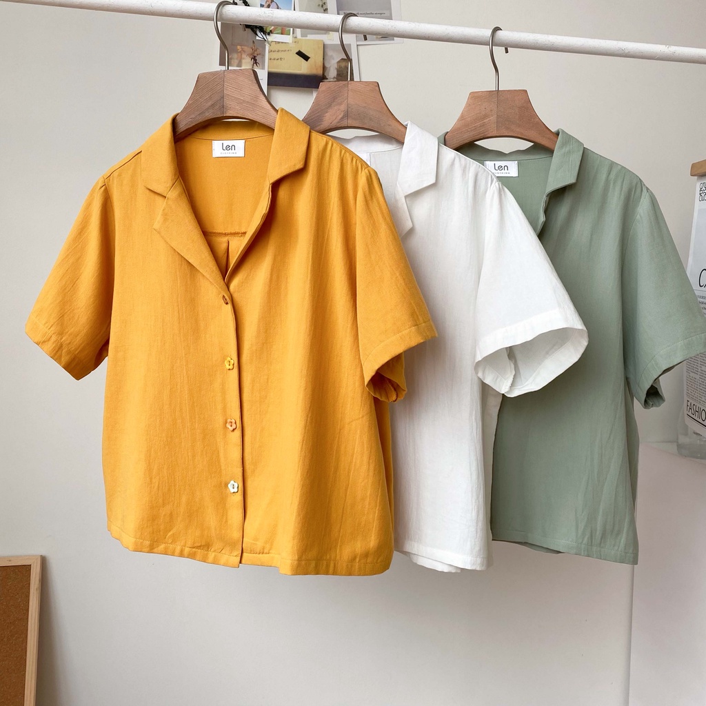 Áo somi cổ pijama tay ngắn nút nhiều màu LENCLOTHING 8315