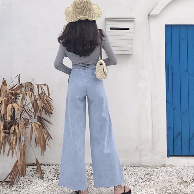 Quần jeans nữ ống rộng lưng cao | BigBuy360 - bigbuy360.vn