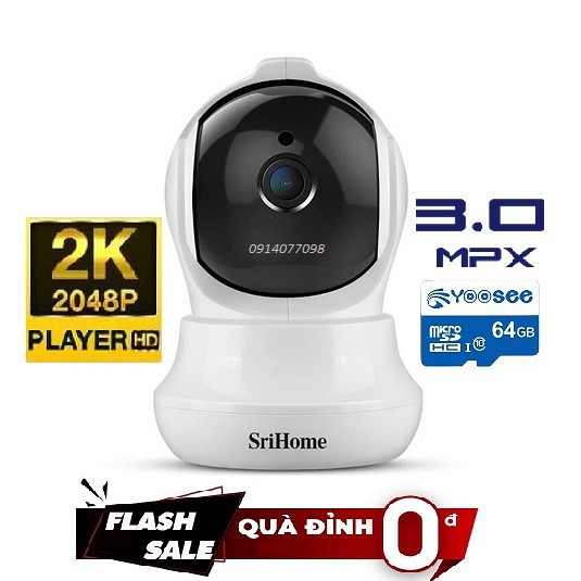 Camera IP Srihome Full HD 3M(2304×1296) 2K Tặng Thẻ 64G