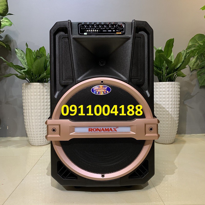 Loa kéo karaoke di động Ronamax T15A, loa kéo Bluetooth bass 4 tấc + Tặng 2 micro đổi tần số + Có kèm video test loa