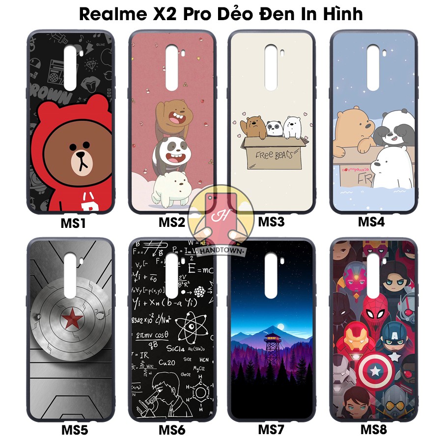 Ốp lưng Realme X2 Pro dẻo đen in hình
