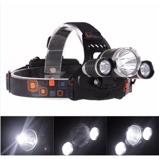 Đèn pin đội đầu 3 bóng t6 đi đêm cực sáng -