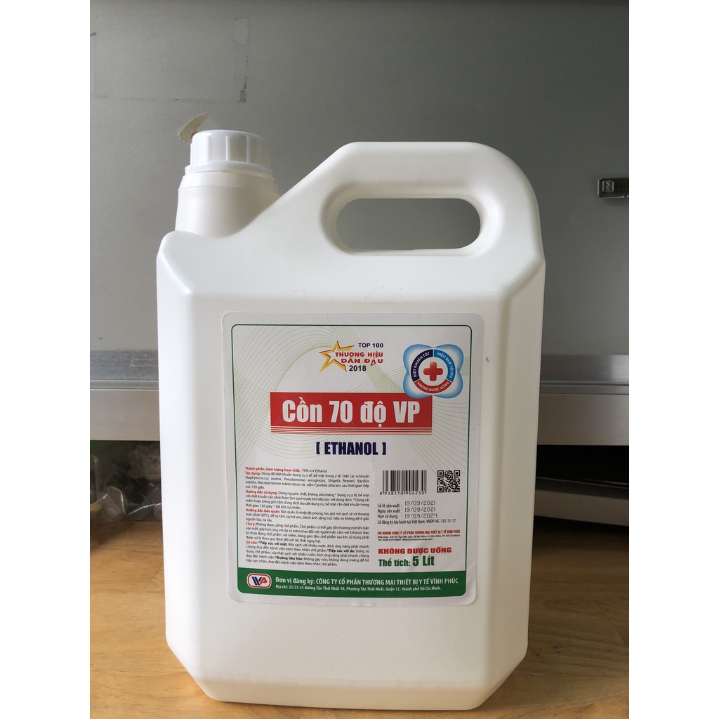 Cồn Can 5 Lít 70 Độ Ethanol Sát Khuẩn Vĩnh Phúc