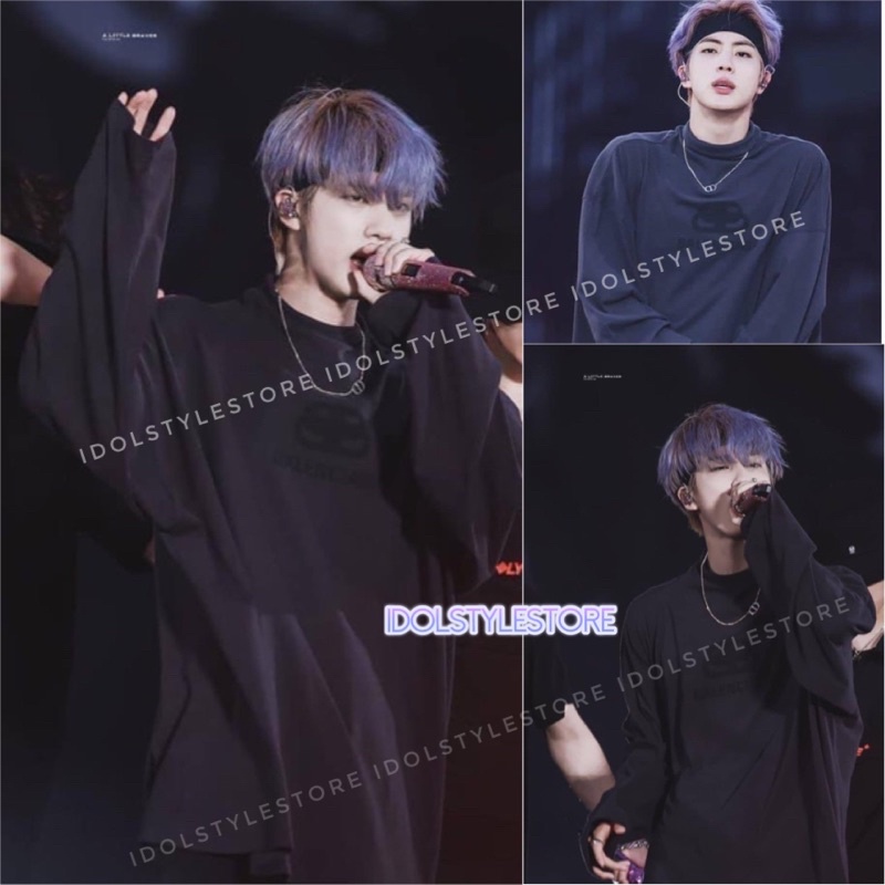 (Quà tặng kèm card BTS) áo dài tay cotton dáng rộng của Jin BTS