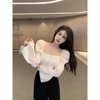 Áo kiểu cổ vuông tay phồng cột nơ eo ❤️