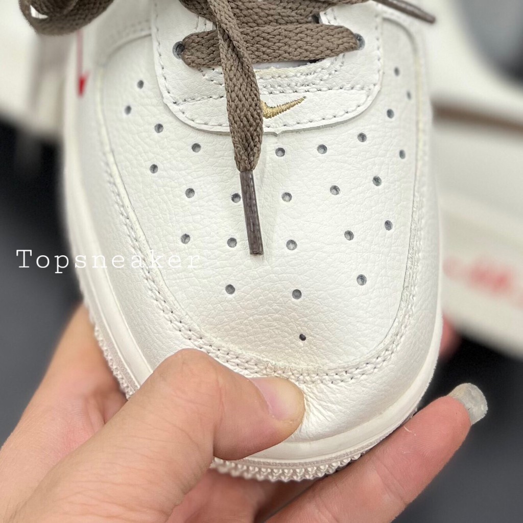 Giày Sneaker AF1 Logo Nâu Giày Thể Thao Nam Nữ Full Phụ Kiện