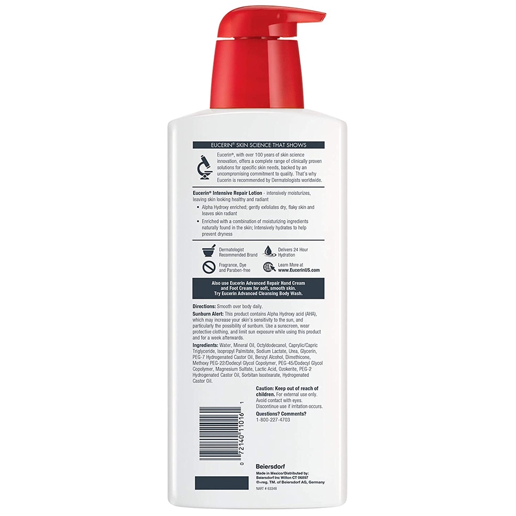 Dưỡng thể dành cho da khô, nứt nẻ mẫu mới Eucerin Intensive Repair Body Lotion, Lotion for Very Dry Skin Flaky skin 500m