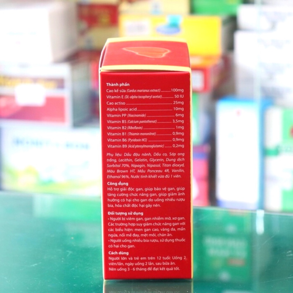 Detocap. Hỗ trợ giải độc gan bảo vệ tăng cường chức năng gan giảm ảnh hưởng có hại cho gan.Hộp 60 viên