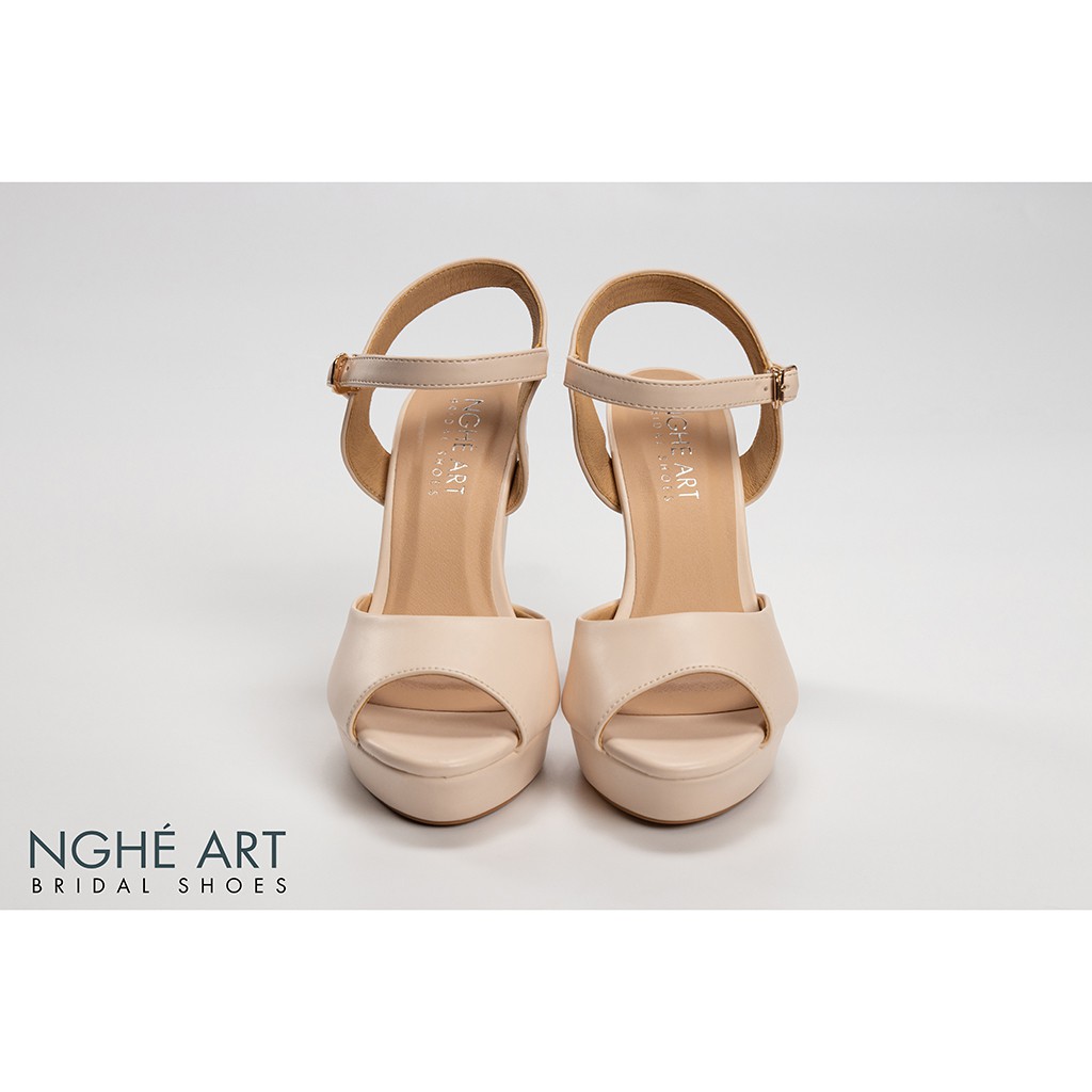 Giày cưới Nghé Art basic cao gót 12 phân quai sandal mũi đúp 203