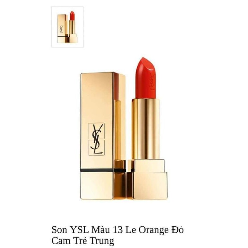 Son YSL 13 đỏ cam bền màu, lâu trôi, chống nắng SPF15