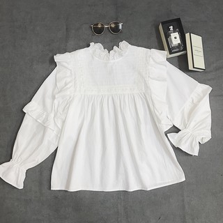 Áo sơ mi trắng xinh viền bèo