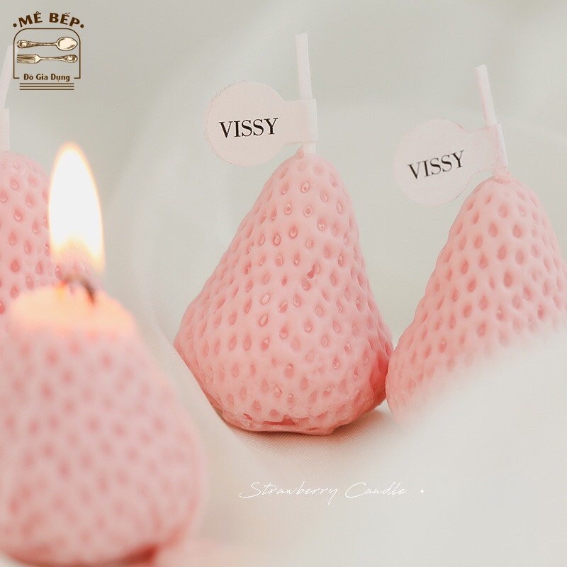 Nến thơm hình quả dâu tây decor phòng, hương thơm thư giãn