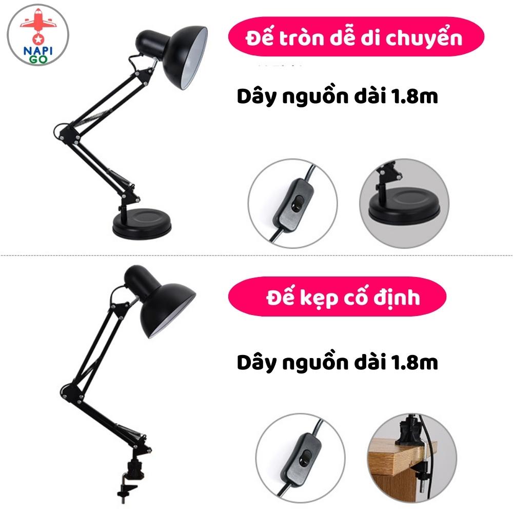 Đèn Bàn Học Đọc Sách, Làm Việc (Học Sinh, Sinh Viên, Văn Phòng) LED Chống Cận Đế Tròn Đế Kẹp Đui Đèn E27 kiểu xoáy