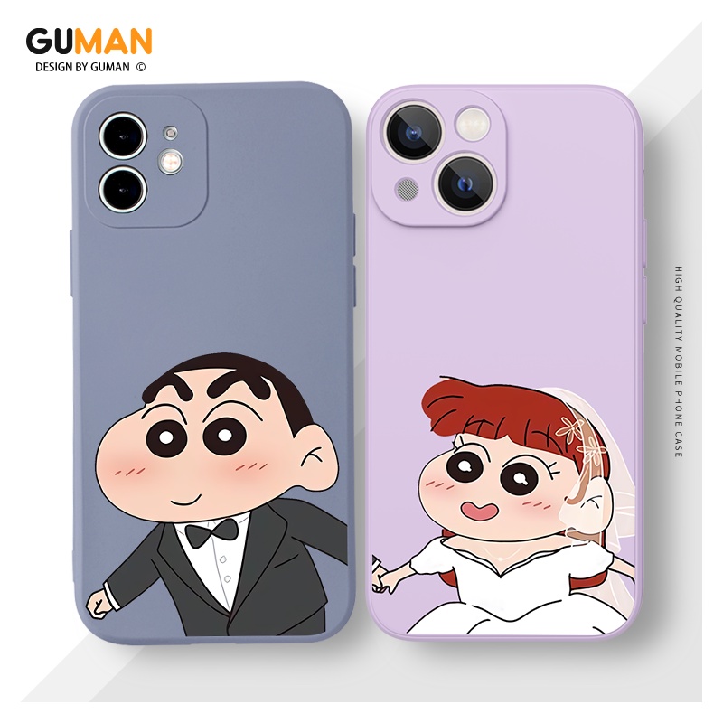 Ốp Điện Thoại GUMAN silicon mềm chống bẩn viền vuông độc lạ ngộ nghĩnh hoạt hình cặp đôi dễ thương đẹp cho iPhone 13 12 11 Pro Max SE 2020 X XR XS 8 7 ip 6S 6 Plus kute XYM638
