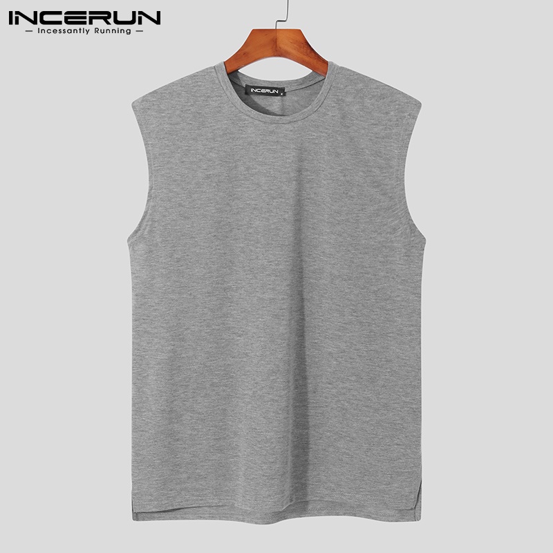 Áo thun 3 lỗ INCERUN màu trơn thoải mái 4 màu lựa chọn cho nam