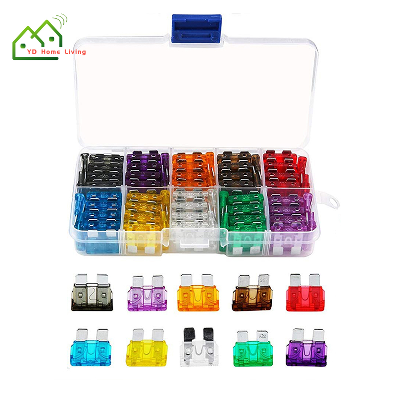Hộp 100 Cầu Chì Lưỡi Dẹt Cho Xe Máy / Xe Hơi