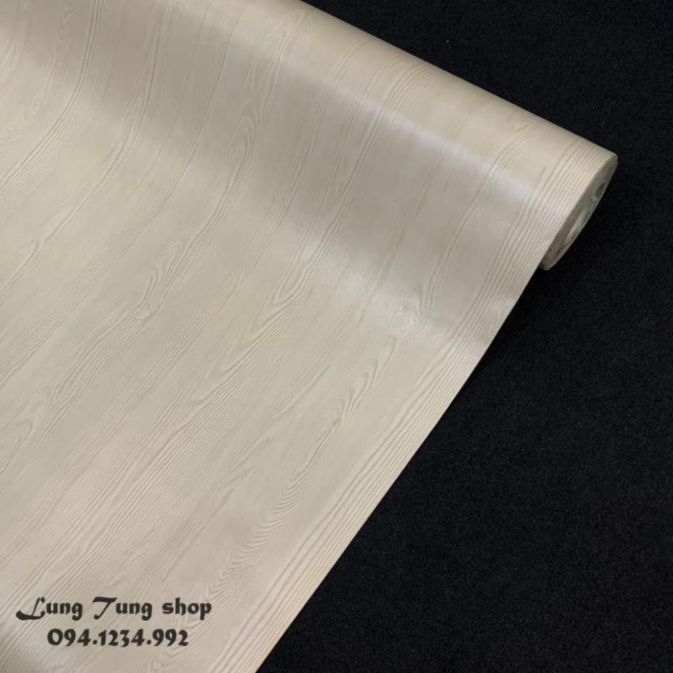 Decal vân gỗ trắng - Giấy dán tường bàn tủ giả gỗ màu trắng có sẵn keo G20