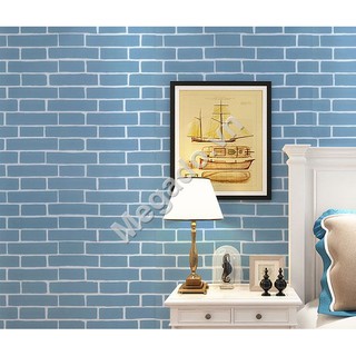 Giấy dán tường gạch xanh C0049B