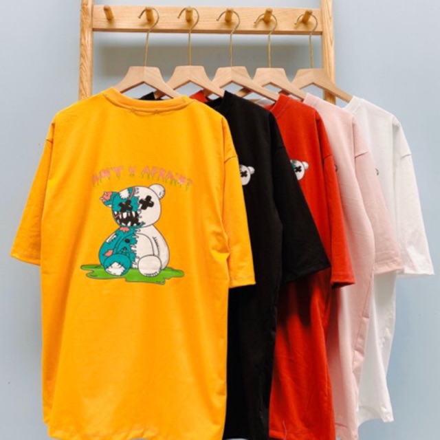 🍑 ÁO THUN TAY LỠ FORM RỘNG FREESIZE 75Kg in GẤU BEAR 2 MẶT 🐻 | BigBuy360 - bigbuy360.vn