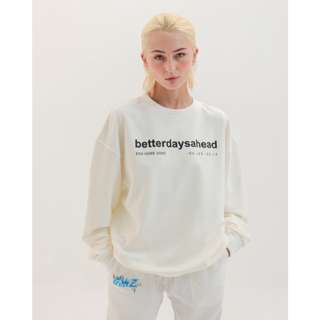 [HipHop] Áo Sweater Form Rộng Mùa Đông Sweater Betterdaysahead Gonz - Màu Trắng