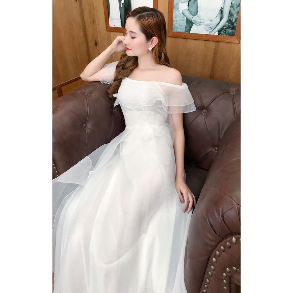 Đầm maxi dạ hội trễ vai bèo cực xinh- Hình thật SP 100% | BigBuy360 - bigbuy360.vn