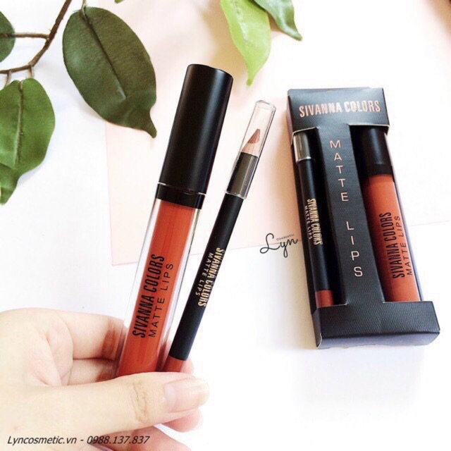 Set son Sivanna Colors Matte Lips tặng chì kẻ môi