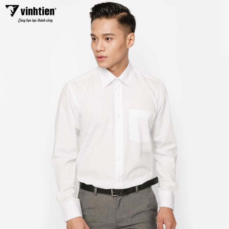 Áo Sơ Mi Dài Tay Trắng Form Regular Vĩnh Tiến 319