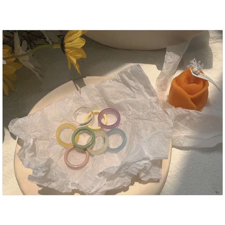 Nhẫn Resin Mỏng Màu Sắc Tươi Tắn Đơn Giản Dễ Phối Đồ Thời Trang 2267