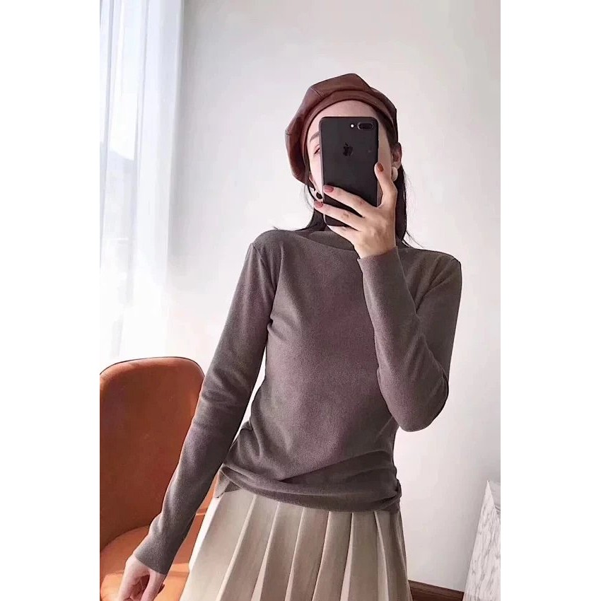 Áo Giữ Nhiệt Nữ , Áo Giữ Nhiệt Cổ 3 Phân Xuất Nhật Motie ( Túi Zip - Áo Giữ Nhiệt