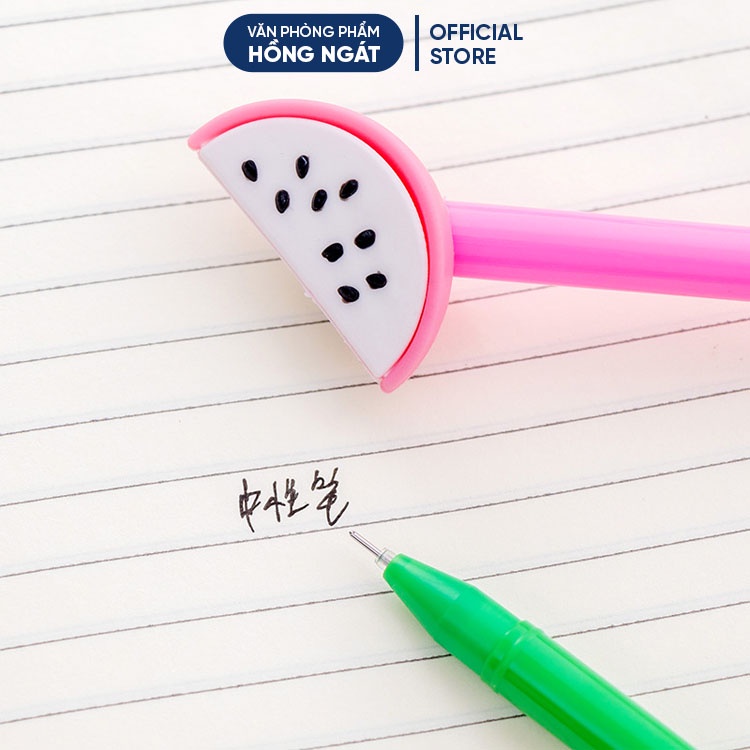 Bút bi cute hoa quả bổ miếng, bút bi nước mực gel đen ngòi 0.5mm nhiều màu dễ thương đồ dùng học tập B12