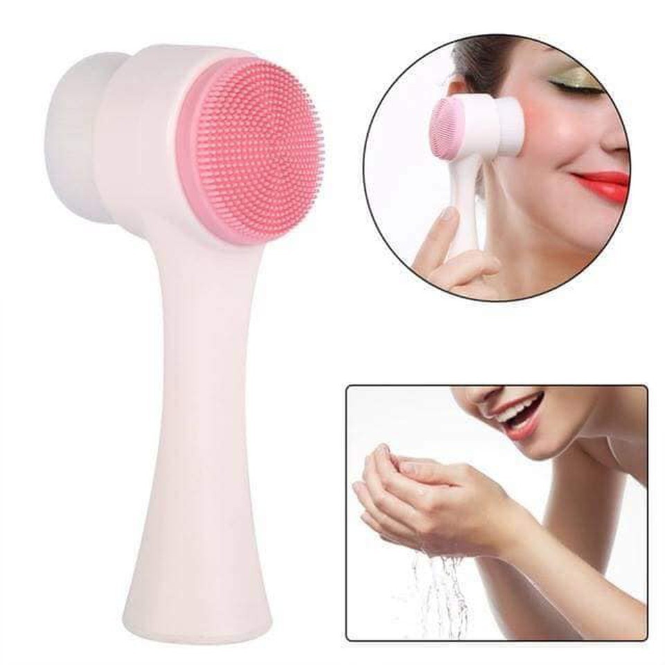 Cọ Massage Rửa Mặt 2 Đầu 3D Hàn Quốc (1 Đầu Lông + 1 Đầu Silicon)